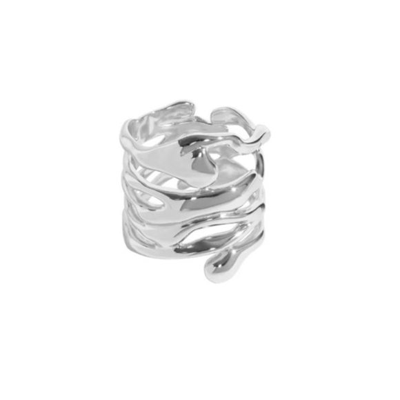 Jewelry 925 Sterling Silver Chunky Silver Drip Ring Twist Wrap